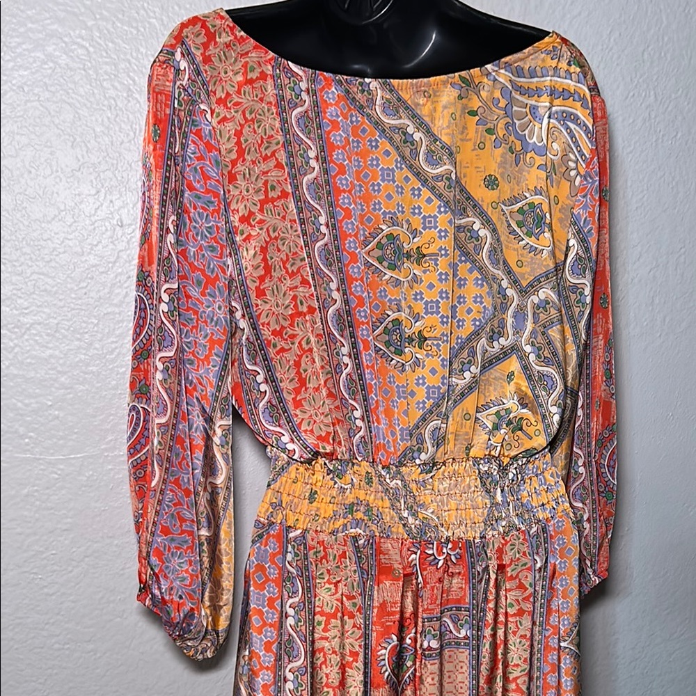 Bohemian Red Paisley Maxi vintages Dress - Picture 7 of 9